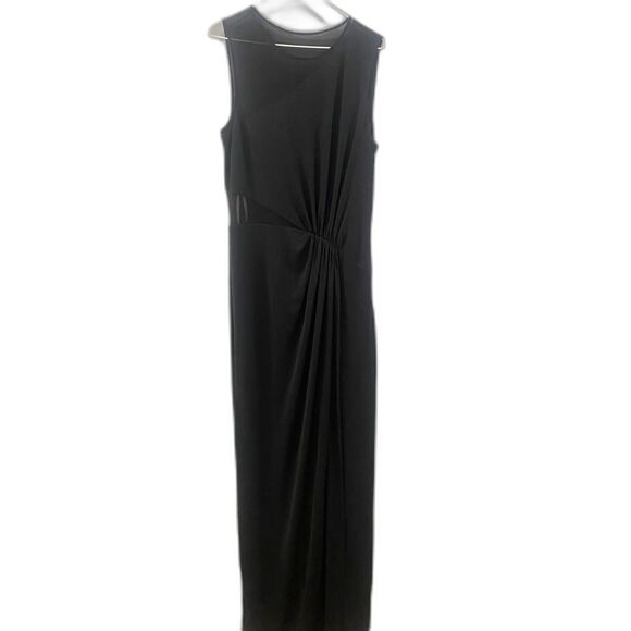 Halston Heritage Sheer Panel High Neck Gown - Black 12 - Picture 1 of 13
